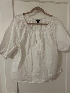 J. Crew White Cotton Top with Buttons Medium